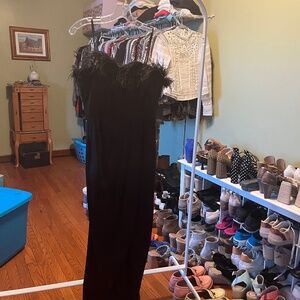 Black strapless gown